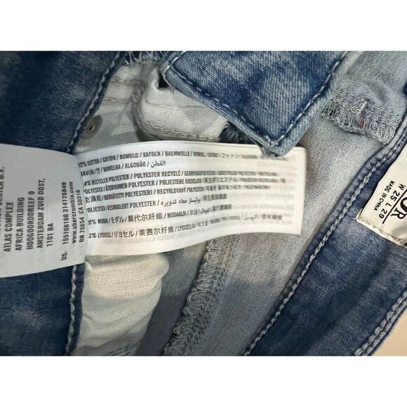 Abercrombie & Fitch Women Blue Denim Distressed Jean Legging Size 0 R W 25 L 29 - Picture 3 of 8